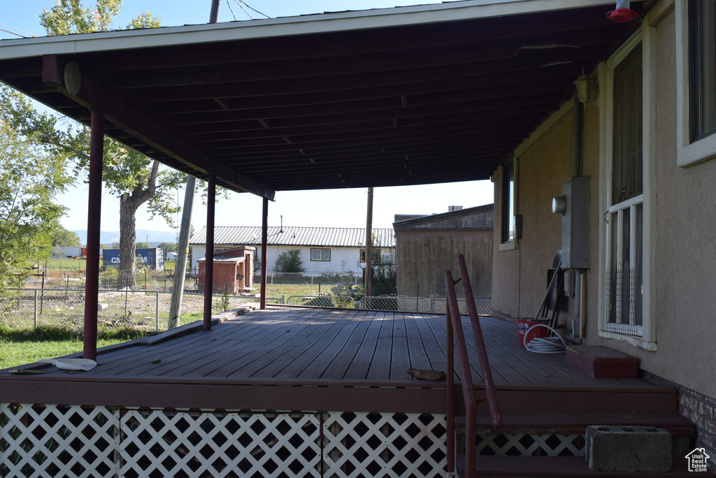 View of wooden deck