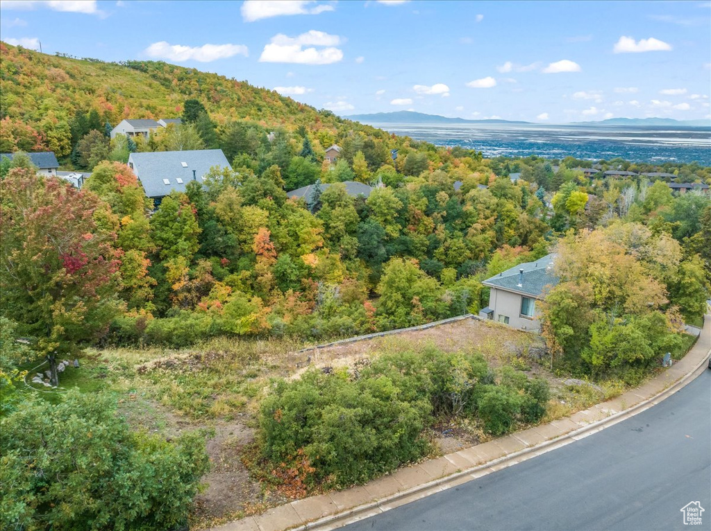 Birds eye view of property with a mountain view