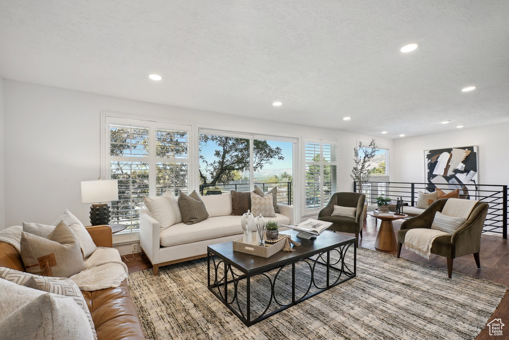 Living room featuring hardwood / wood-style flooring