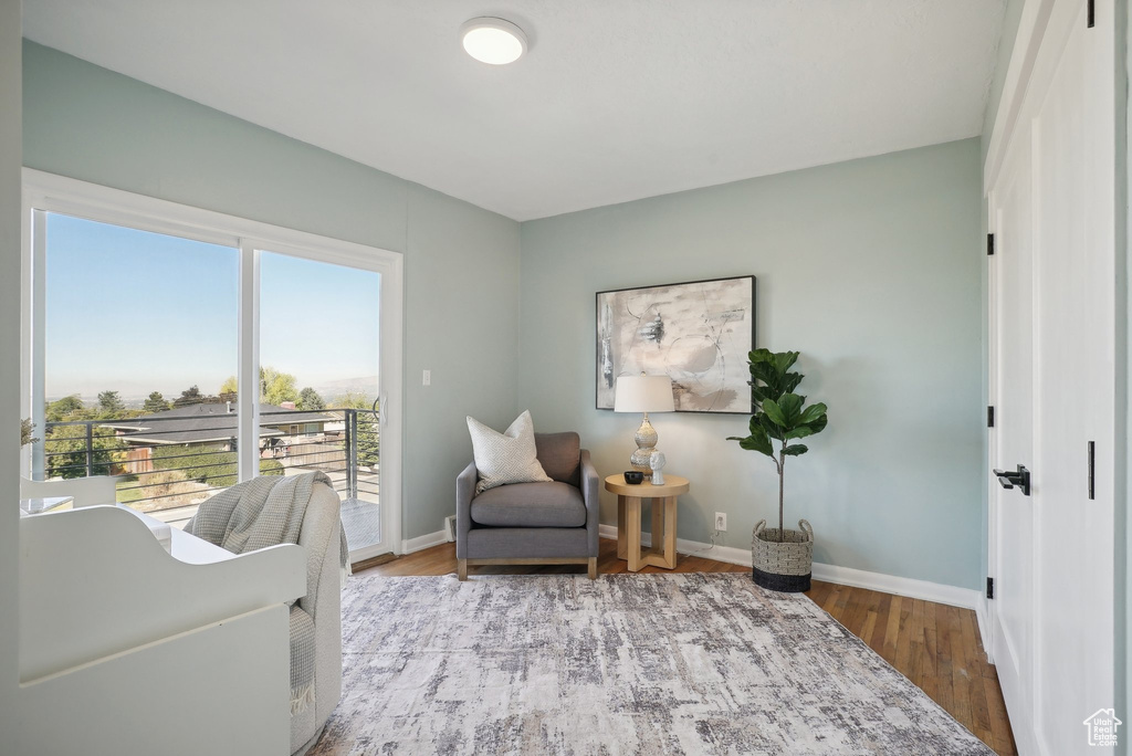 Living area featuring light wood-type flooring