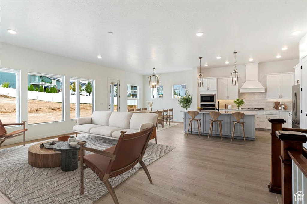 Living room featuring light hardwood / wood-style flooring