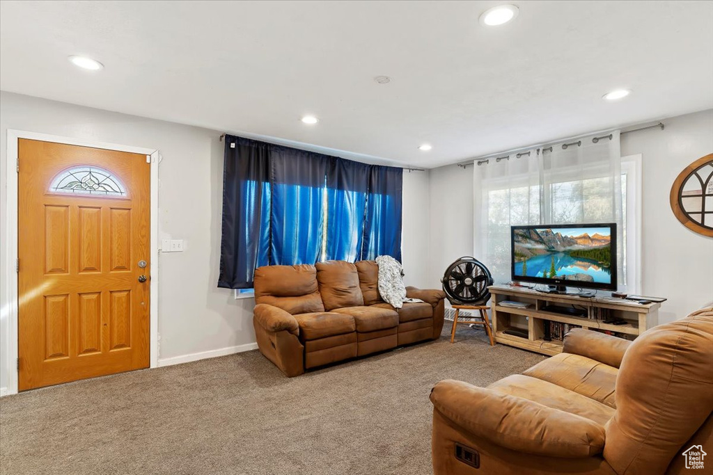 View of carpeted living room