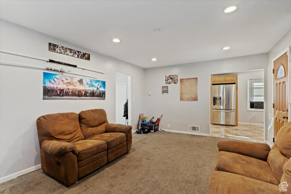 View of carpeted living room