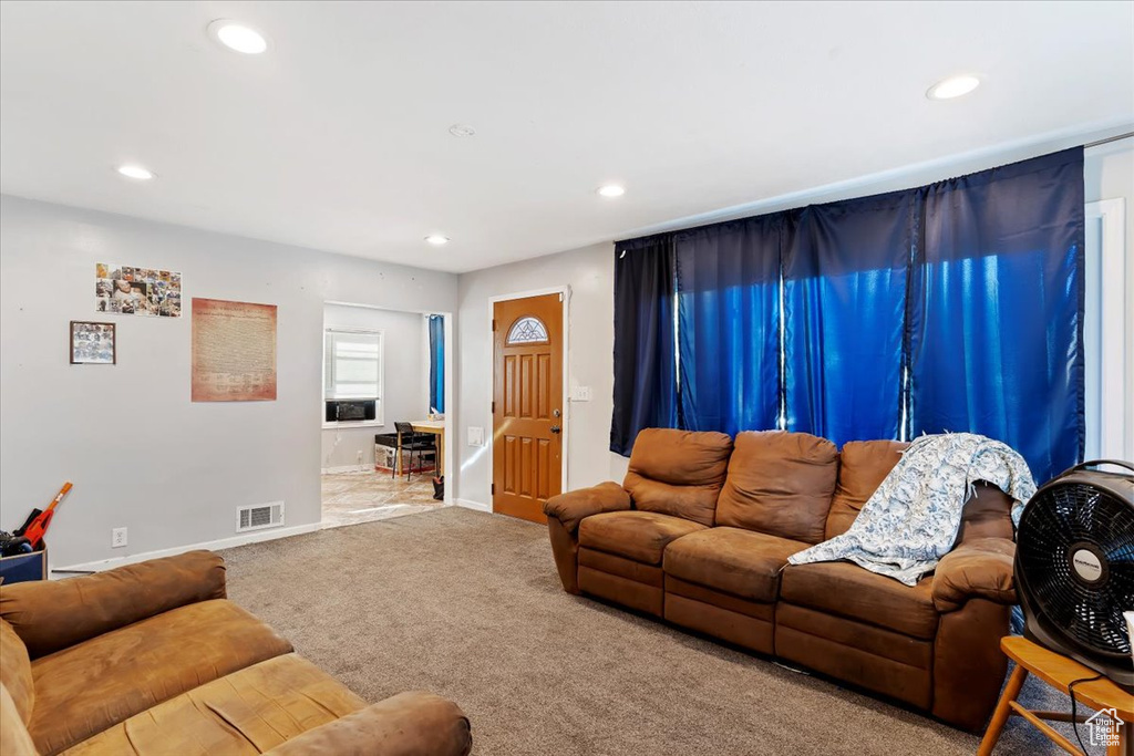 View of carpeted living room