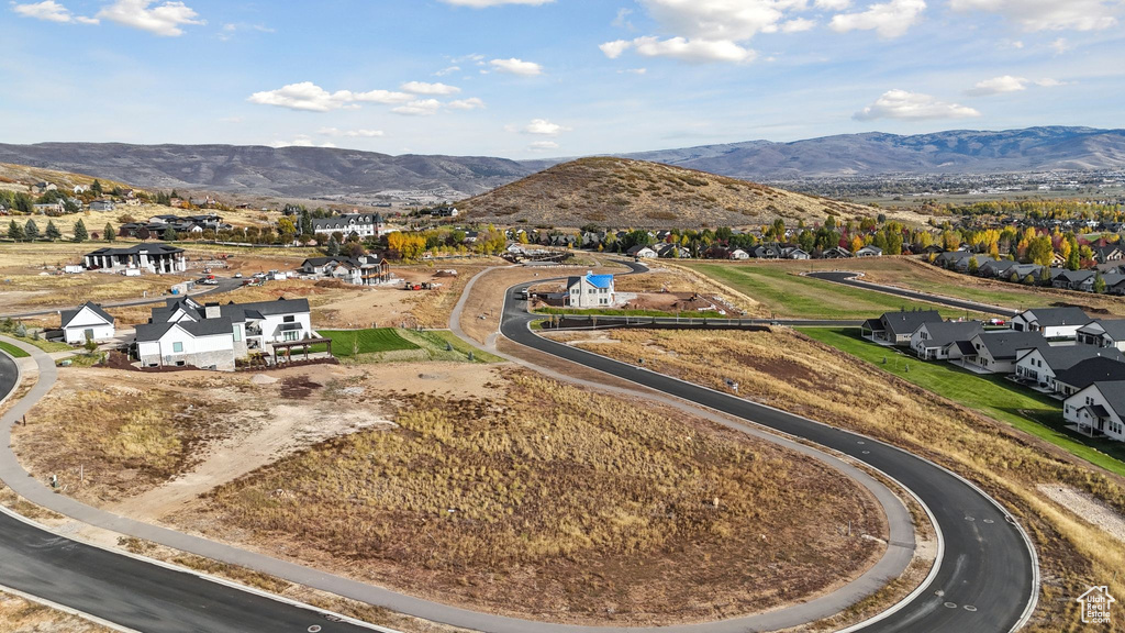 Aerial view featuring a mountain view
