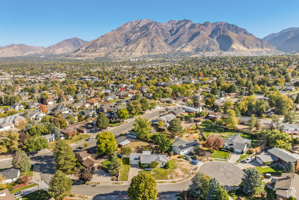 Drone / aerial view with a mountain view