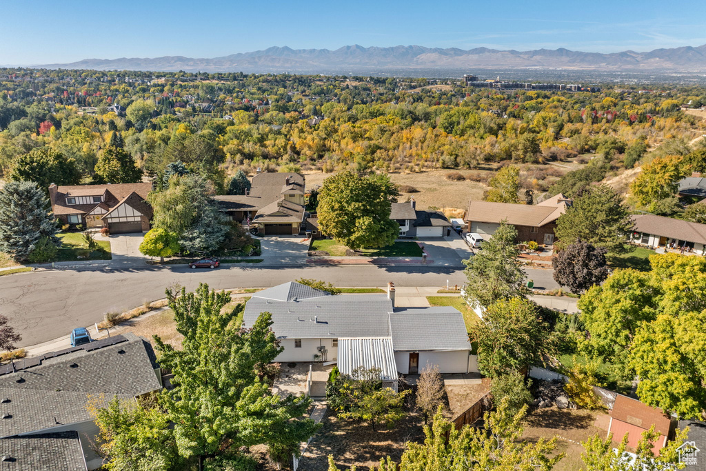 Drone / aerial view with a mountain view