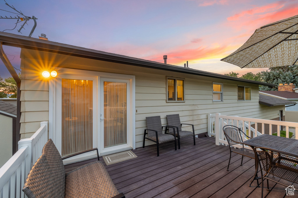 View of deck at dusk