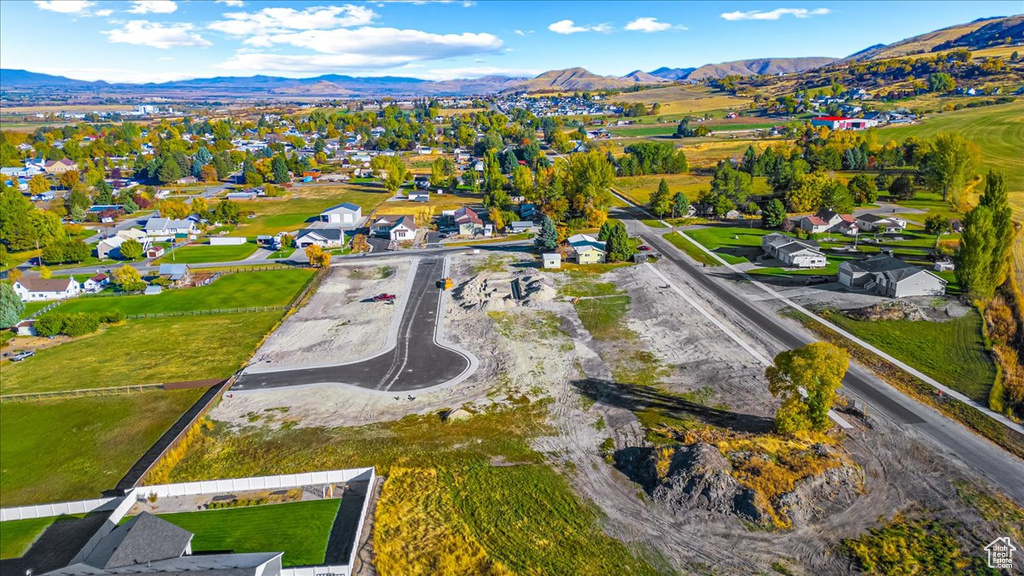 Drone / aerial view with a mountain view