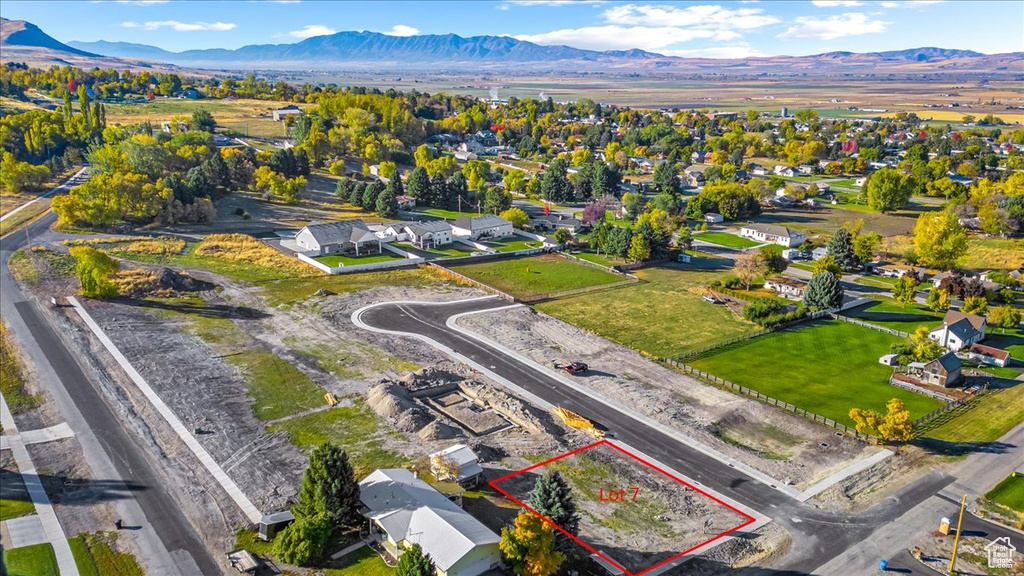 Bird's eye view featuring a mountain view