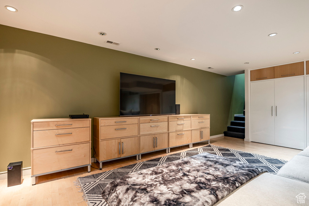 Interior space with light hardwood / wood-style floors