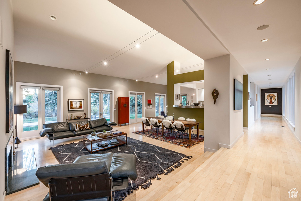 Living room featuring light wood-type flooring