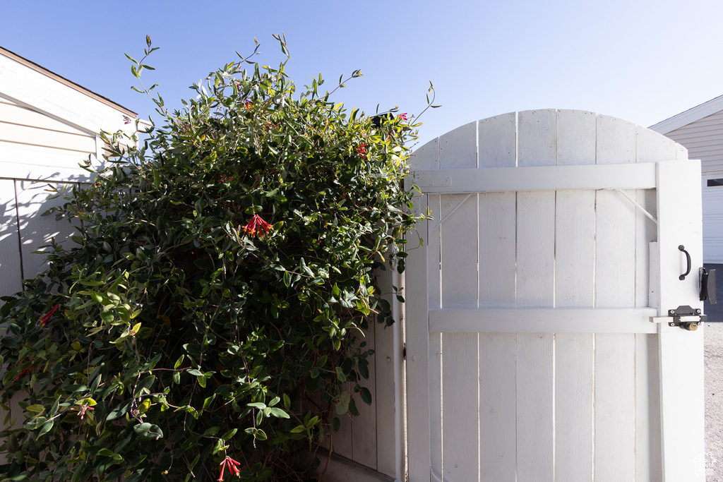 Exterior space with a shed