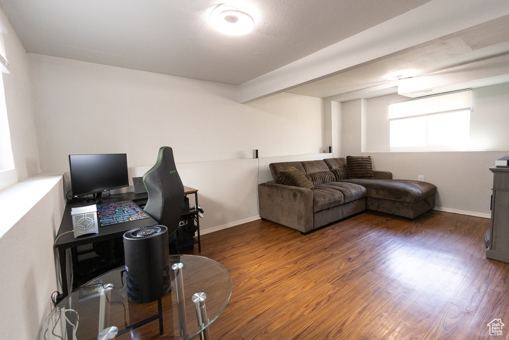 Living room featuring dark hardwood / wood-style floors