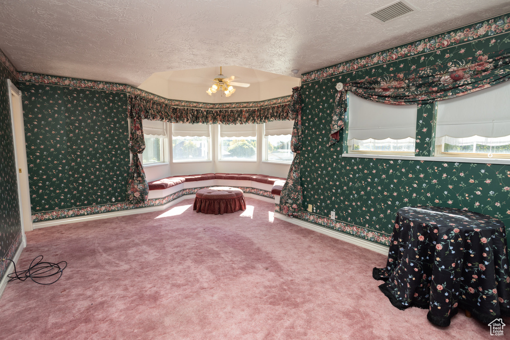 Unfurnished room with carpet flooring and a textured ceiling