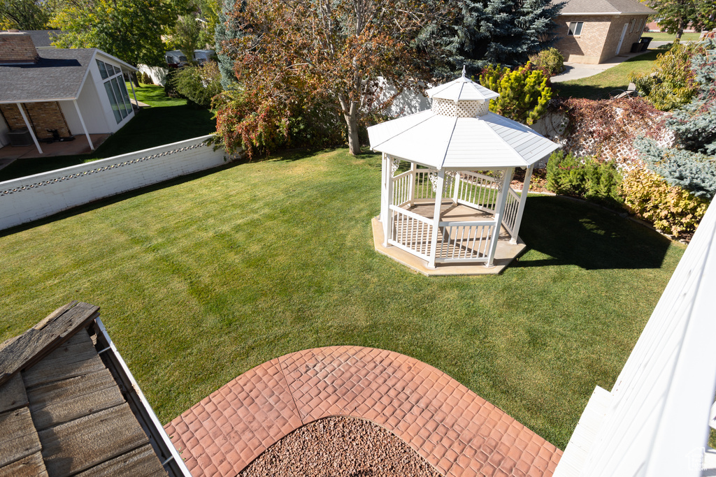 View of yard with a gazebo