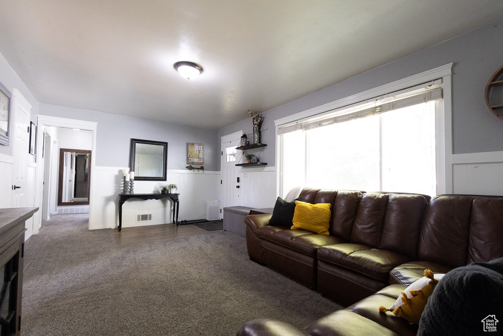 View of carpeted living room