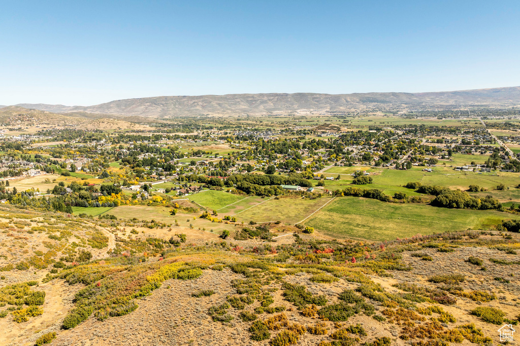 Aerial view featuring a mountain view