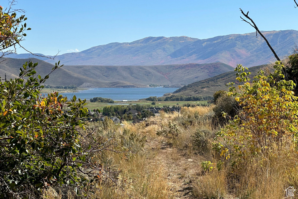 View of mountain feature with a water view