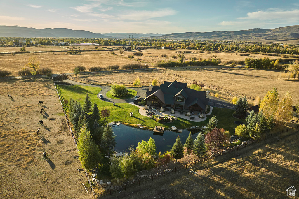 Bird's eye view with a mountain view and a rural view