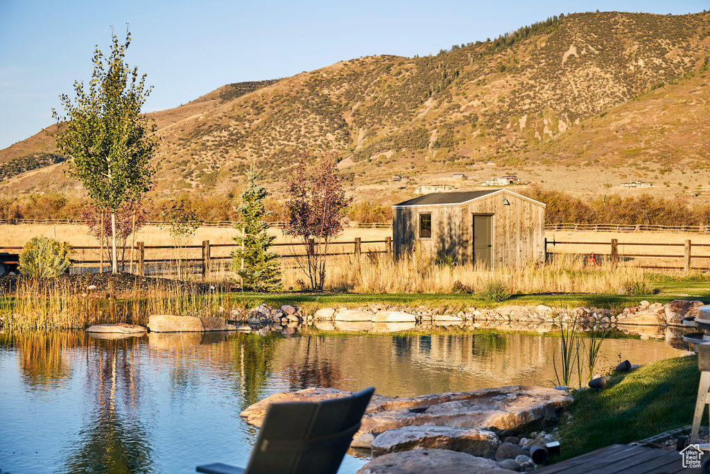 View of water feature featuring a mountain view