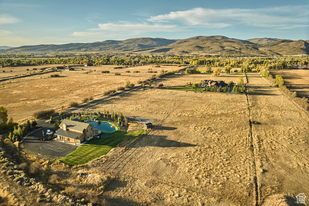 Bird's eye view featuring a mountain view and a rural view