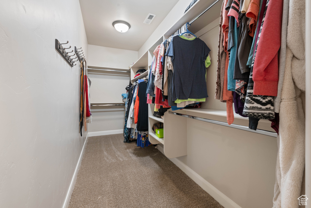 Walk in closet with carpet