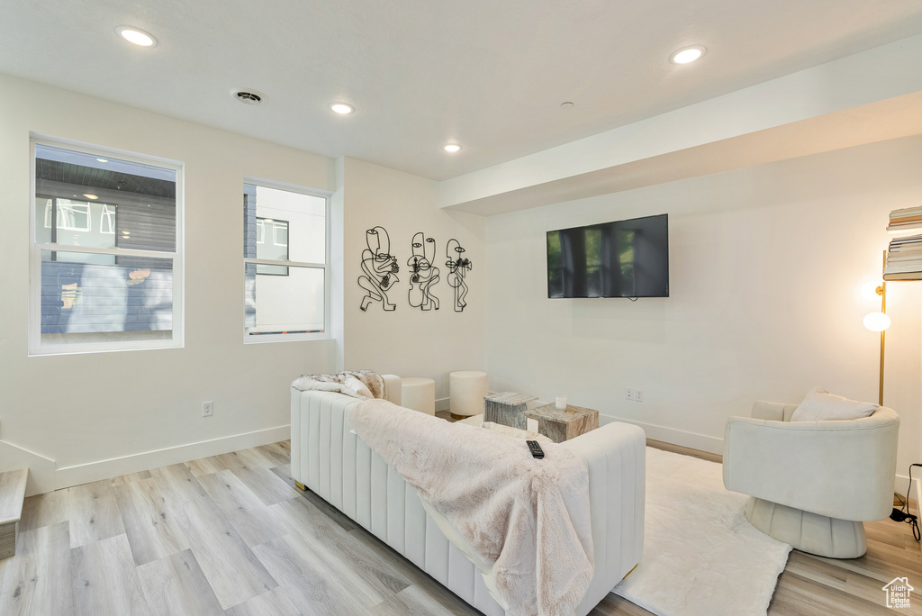 Living room featuring light hardwood / wood-style flooring