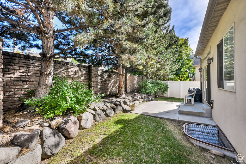 View of yard with a patio