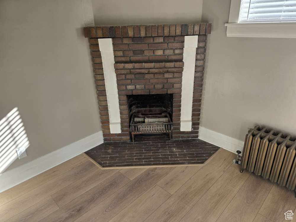 Details featuring hardwood / wood-style flooring and radiator