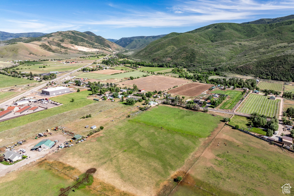 Aerial view with a rural view and a mountain view