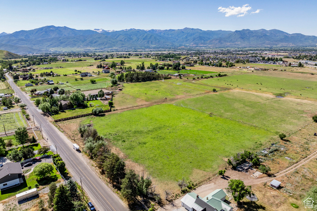 Aerial view with a mountain view and a rural view