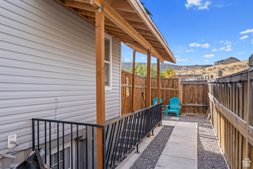 Exterior space with a mountain view