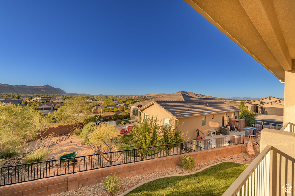 Balcony with a mountain view