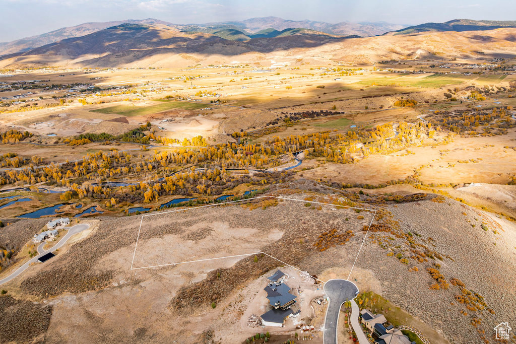 Overview of rural landscape featuring mountains