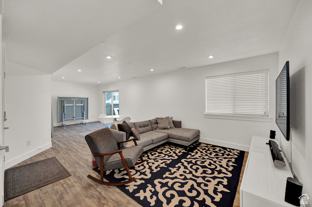 Living room featuring light wood-type flooring