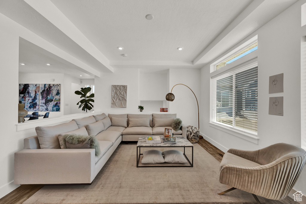 Living room featuring light hardwood / wood-style flooring