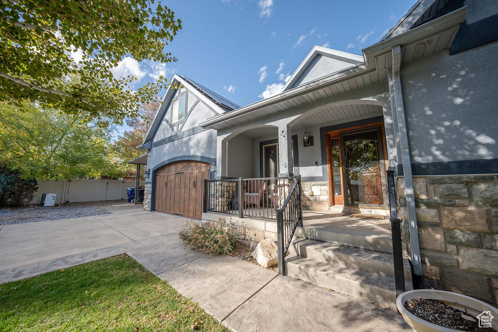 View of front of home with a porch