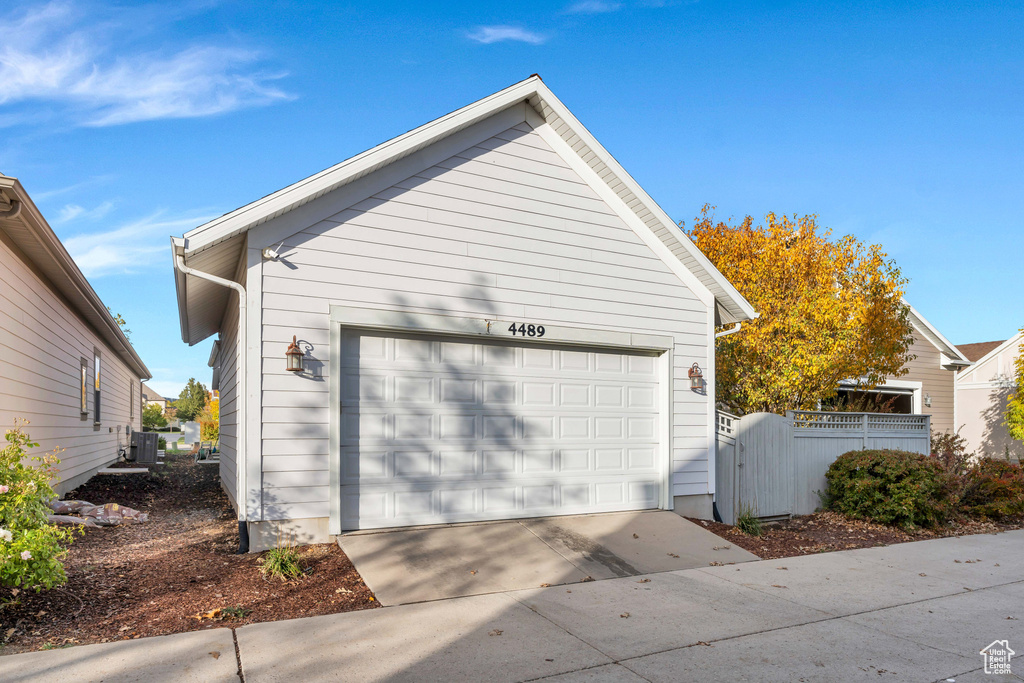 Detached garage with central AC unit