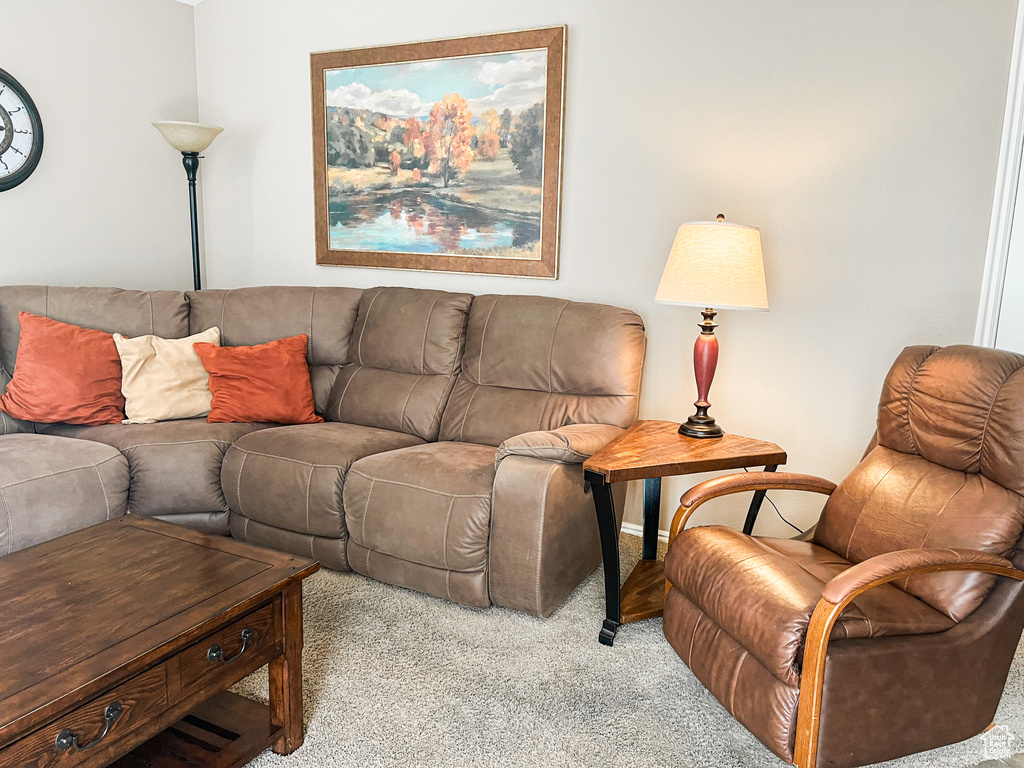 View of carpeted living room