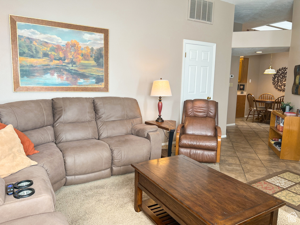 View of tiled living room