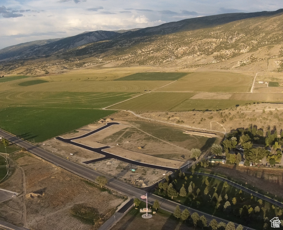 Drone / aerial view featuring a mountain view