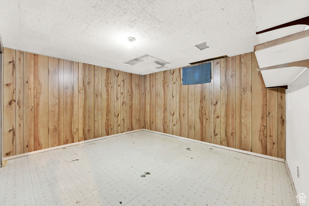 Basement with wood walls