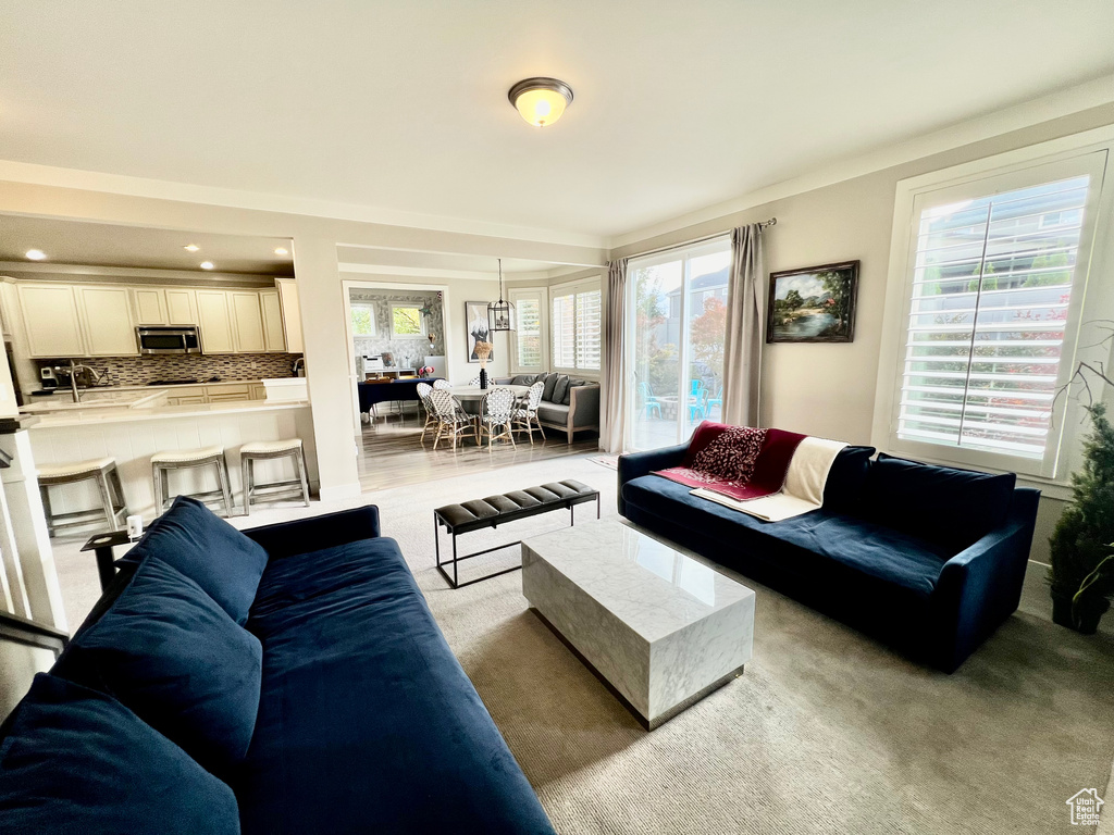 View of carpeted living room