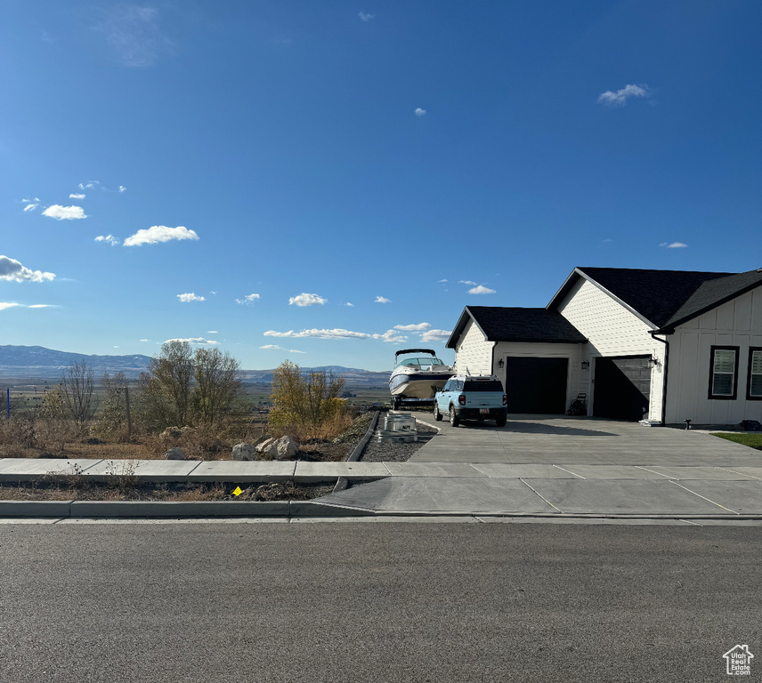 Exterior space featuring a mountain view