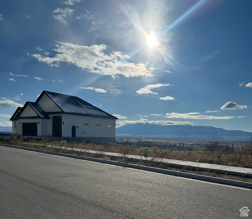 Exterior space featuring a mountain view