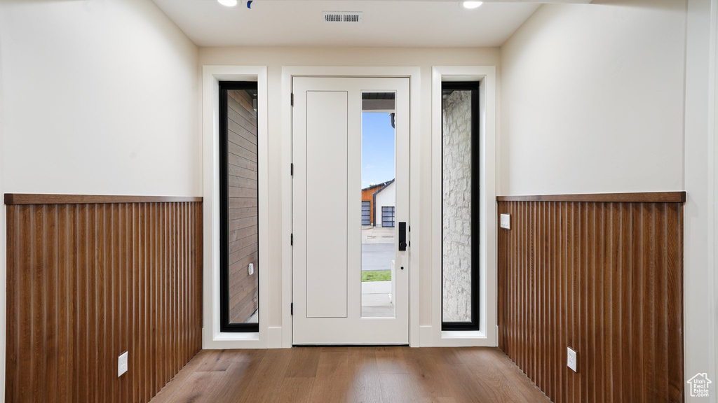 Entryway featuring hardwood / wood-style flooring