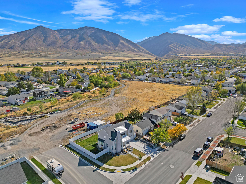 Aerial view featuring a mountain view