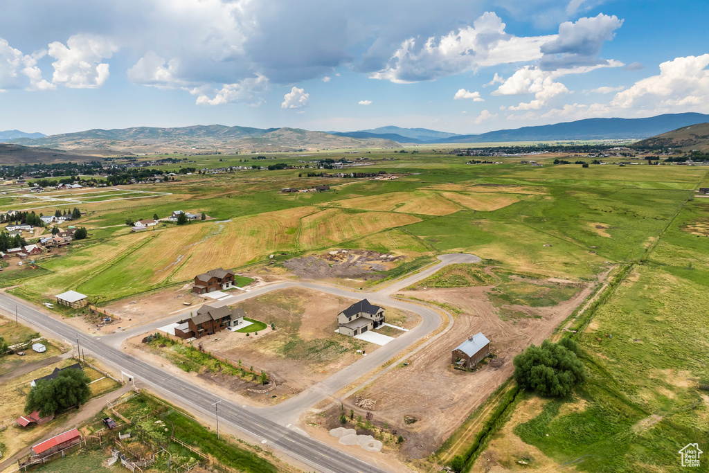 Bird's eye view with a rural view and a mountain view