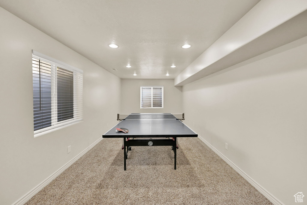 Playroom featuring carpet floors